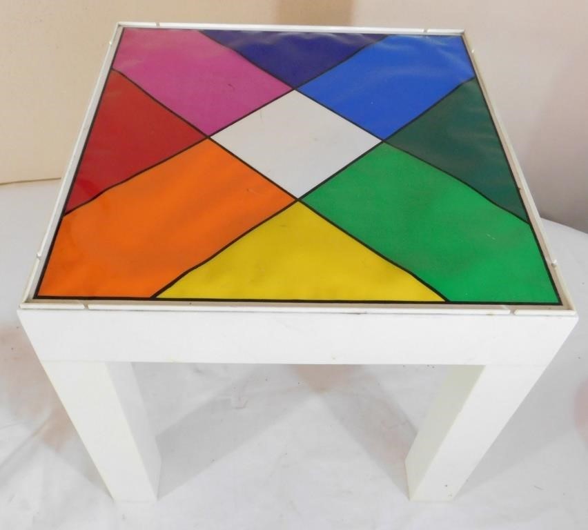 1970's Mod Pop Art Plastic Parsons Cube Table