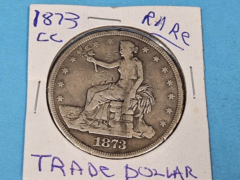 Rare 1873 Carson City Silver Trade Dollar Coin