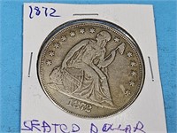 1872 Silver Seated Dollar Coin