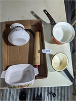 Vintage Wooden Rolling Pin, Casserole Dish, +