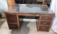 Antique Leopold Executive Desk with a Glass Top