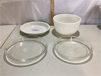 Pie Plates, Milk Glass Mixing Bowl