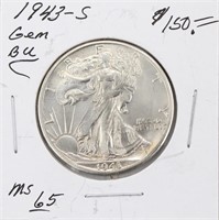 1943-S BU Walking Liberty Silver Half Dollar
