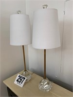 Pair of Lead Glass Buffet Lamps (25" Tall)