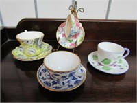 4 Miniature Cup/Saucer Sets; Spode, Shelley, Rosin