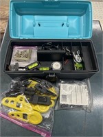 Small plastic toolbox w/ corner braces, chair