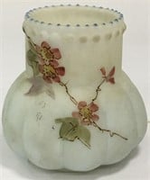 Hand Painted Satin Glass Vase