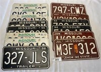 14 pcs. Vintage Missouri License Plates