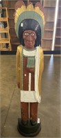 57 Inch Tall Carved Wooden Native American.
