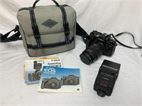 Canon EOS-650 Camera With Flash, Case & Paperwork