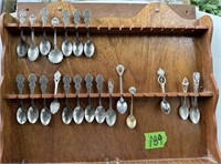 Souvenir spoons (18) & Board 19”X17”