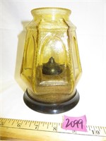 Vtg Hollowick Oil Lamp Gold Glass