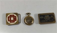 Vintage Pocket Watch and Belt Buckles