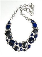 15-16" Solid Sterling "Lapis" Necklace 75 Grams