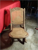 Foldable Wooden Rocker w/ Cane Seat & Back