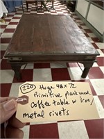 Huge 48x72 primitive coffee table iron rivets etc