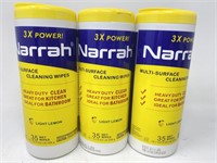 New (3) Narrah Multi-Surface Cleaning Wipes 35ct