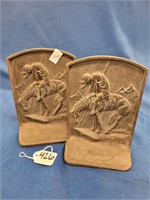 "The End of the Trail" Cast Iron Book Ends