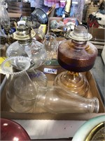 BROWN/ CLEAR GLASS KEROSENE LAMPS