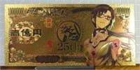 24k gold-plated bank note Evangelion anime