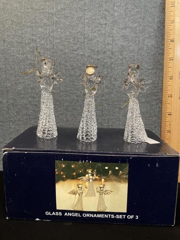 New Glass Angel Ornament Set