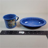 Enamelware Cup and Bowl/Plate