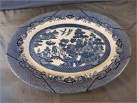 Vintage Churchill Blue Willow oval serving tray