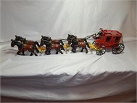 Vintage Cast Iron Stagecoach & 6 Horse Team Toy