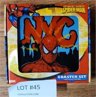 SPIDER-MAN 4 PC. GLASS COASTER SET--NYC