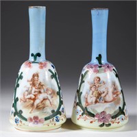 OPAQUE WHITE ENAMEL-DECORATED GLASS NEAR PAIR OF