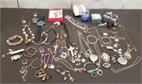 Lot of Costume Jewelry, 2 Watches & Boxes