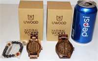 2 New UWood Wood Watches in Boxes