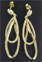 Beautiful White Topaz Large Designer Earrings
