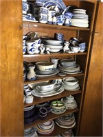 Lot of Vintage Dishes Blue White Asian Flower