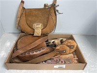 LEATHER SHOOTING BAGS, HOLSTERS, HANGERS