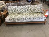 Old Wood Couch With Cushions