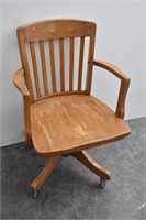 Wooden Swivel Armed Office Chair