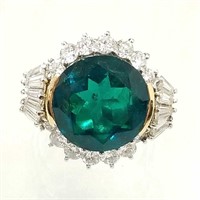 11.5 ct emerald & platinum ring set with 2.65 tcw