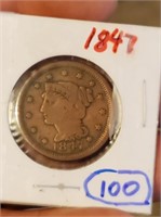 1847 US braided hair large cent