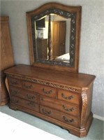Carved Dresser with Mirror
