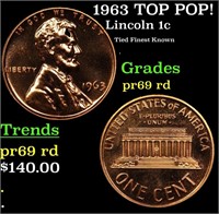 Proof 1963 Lincoln Cent TOP POP! 1c Graded pr69 rd