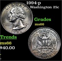 1994-p Washington Quarter 25c Grades GEM+ Unc