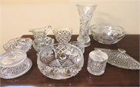 Selection of pinwheel crystal & cut glass