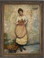 V. Belllini Oil on Canvas Flower girl