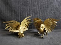 2) Brass Fighting Roosters