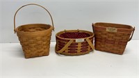 (3) Longaberger baskets, (2) Christmas