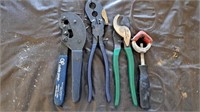 Cable work tools. Crimper,  Klein Tools stripper,