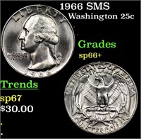 1966 SMS Washington Quarter 25c Grades sp66+