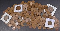 (500) MIXED DATES WHEAT CENTS & (4) TOKENS