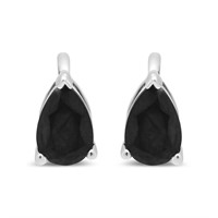 14k Gold Pear-cut 1.02ct Black Diamond Earrings